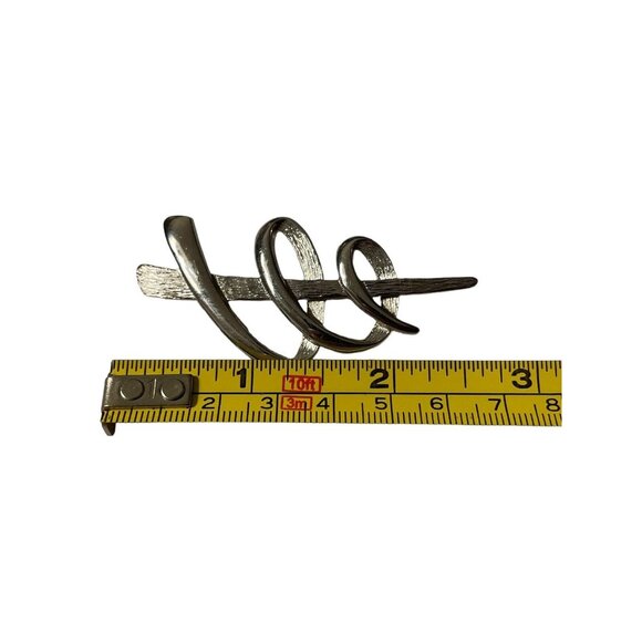 Vintage JJ 1986 Brooch Pin Silver Tone Modernist Swirl Tornado Design Abstract - Picture 7 of 7